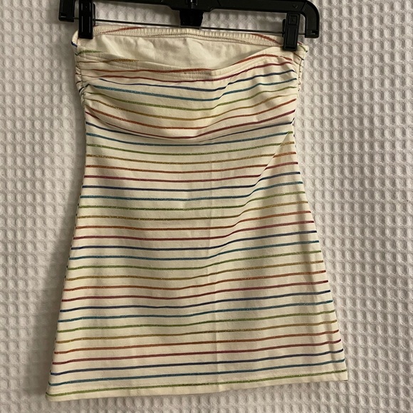 Wet Seal Cream tube top with multicolored strips. Size Small. - Picture 2 of 3